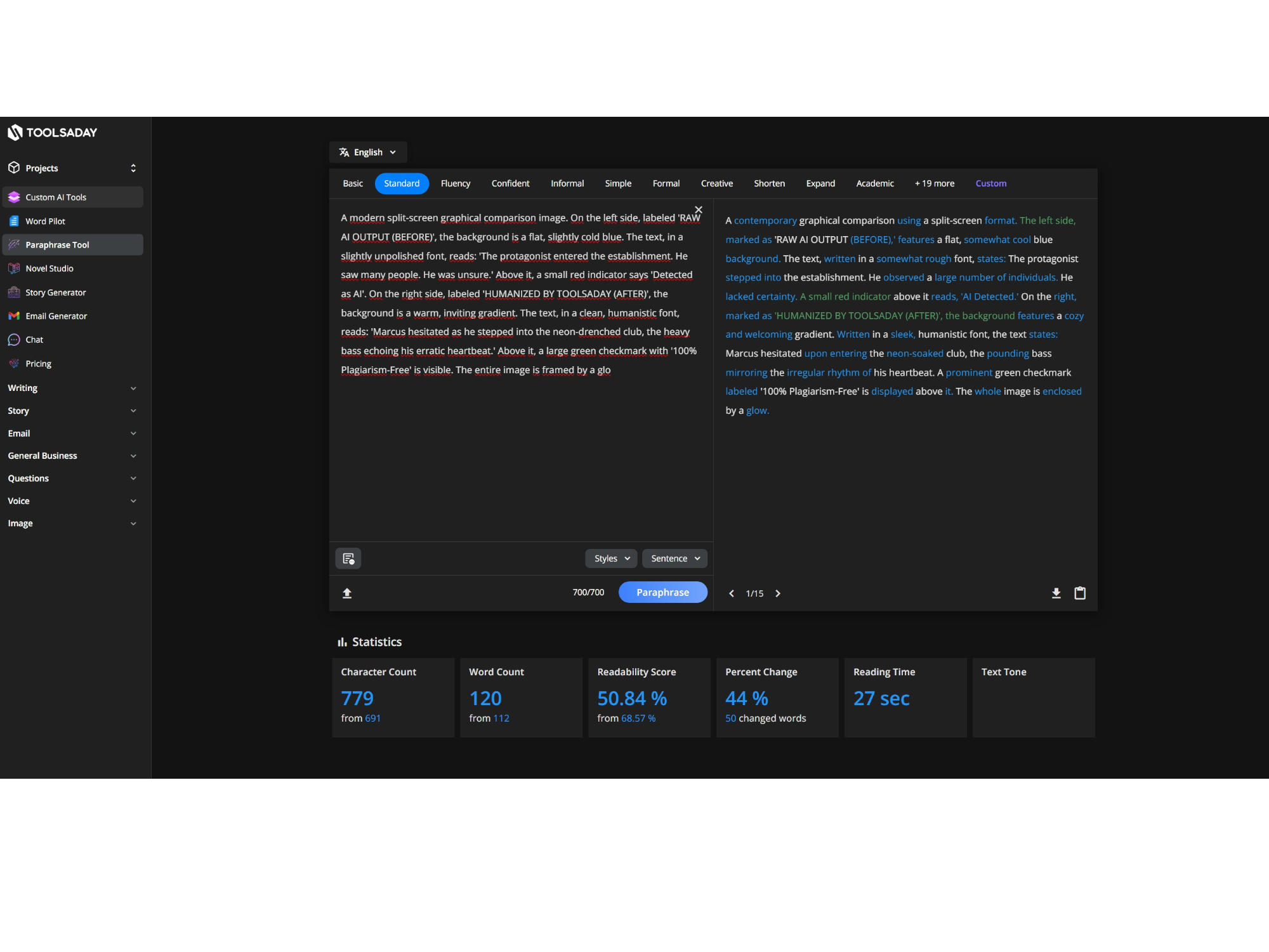 Toolsaday plagiarism free ai paraphrasing tool check