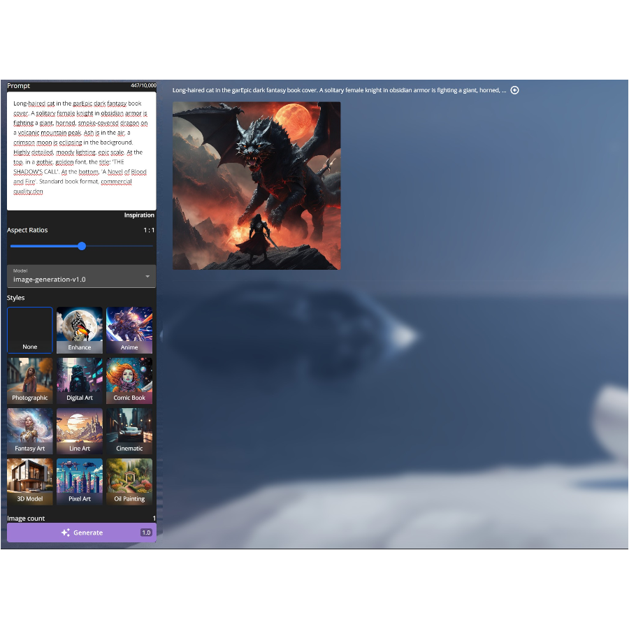 Ai generated book cover using Toolsaday image generator